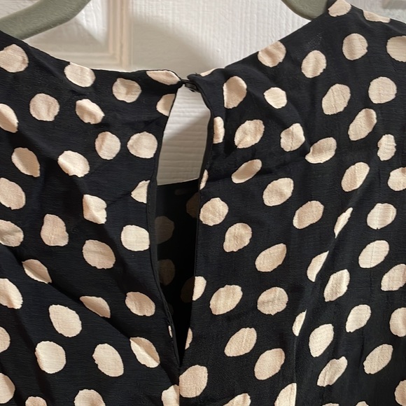 Zara polka dot 3/4 sleeves mini Fit Flare dress gold buttons down one arm  XS - Picture 7 of 12
